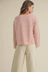 Striped Cotton L/S Top- Red/Cream