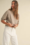 Kins Knit S/S Sweater Top- Light Mocha