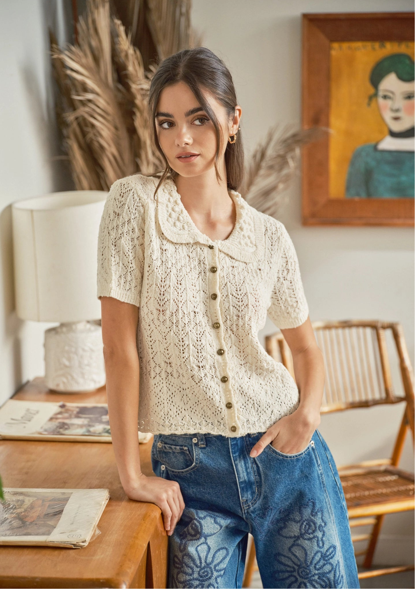 white short sleeve cardigan for dresses Knit Short Sleeve Cardigan and Mini Skirt Set S