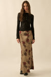 Girls 'N Roses Satin Maxi SKirt- Taupe/Olive/Maroon