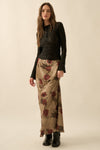 Girls 'N Roses Satin Maxi SKirt- Taupe/Olive/Maroon
