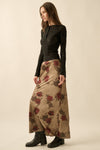 Girls 'N Roses Satin Maxi SKirt- Taupe/Olive/Maroon