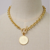 Baroque Coin Toggle Necklace- Gold