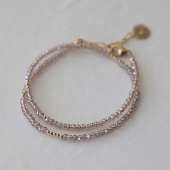 Petite Crystal Double Wrap Bracelet- Champagne