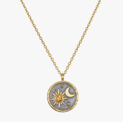 Citrine Sun & Moon Necklace