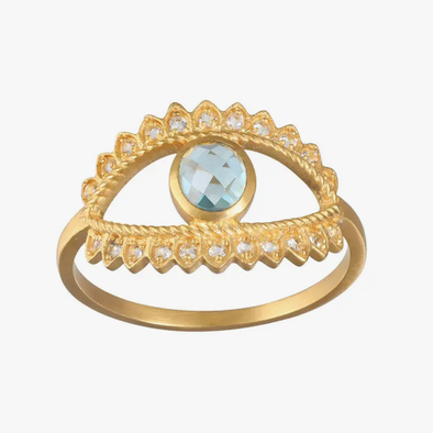 Fancy Blue Topaz Eye Ring