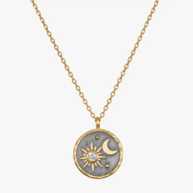 White Topaz Sun & Moon Necklace