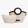 Reese Vegan Leather & Canvas Crossbody Bag- Cream/ Black