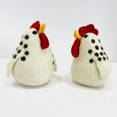 Felted Wool Rooster- White/Black