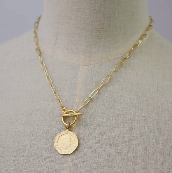 Coin Toggle Necklace- Gold