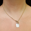 Lady Dog Tag Necklace- Mother of Pearl
