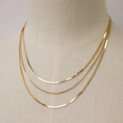 Pre-Layered Dainty Disco Necklace- Gold