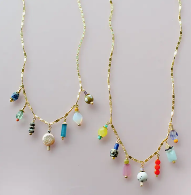 Calypso Charm Necklace- Gold/Jewel Multi