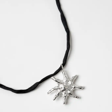 Star Cord Necklace- Black & Silver