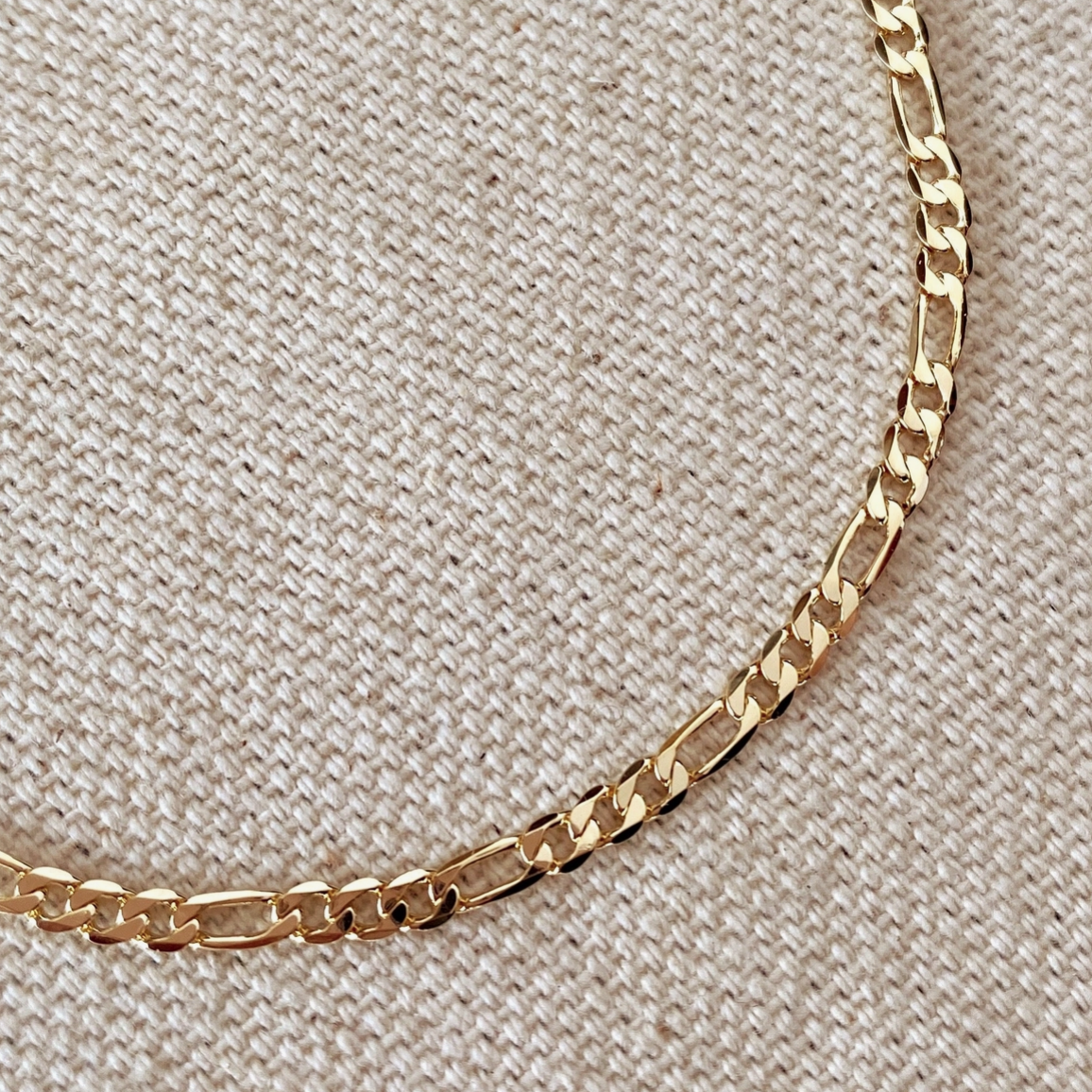 18K Gold Filled Figaro Chain Link Bracelet