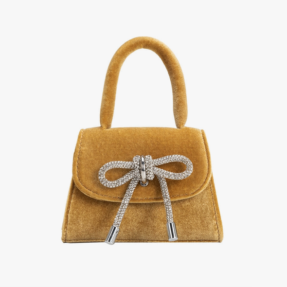 Sabrina Mini Velvet Handle Bag- Gold