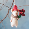 Felted Wool Flower Mouse Ornament