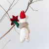 Felted Wool Flower Mouse Ornament