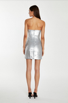Glammed Up Bandeau Mini Dress- Matte Silver Sequin
