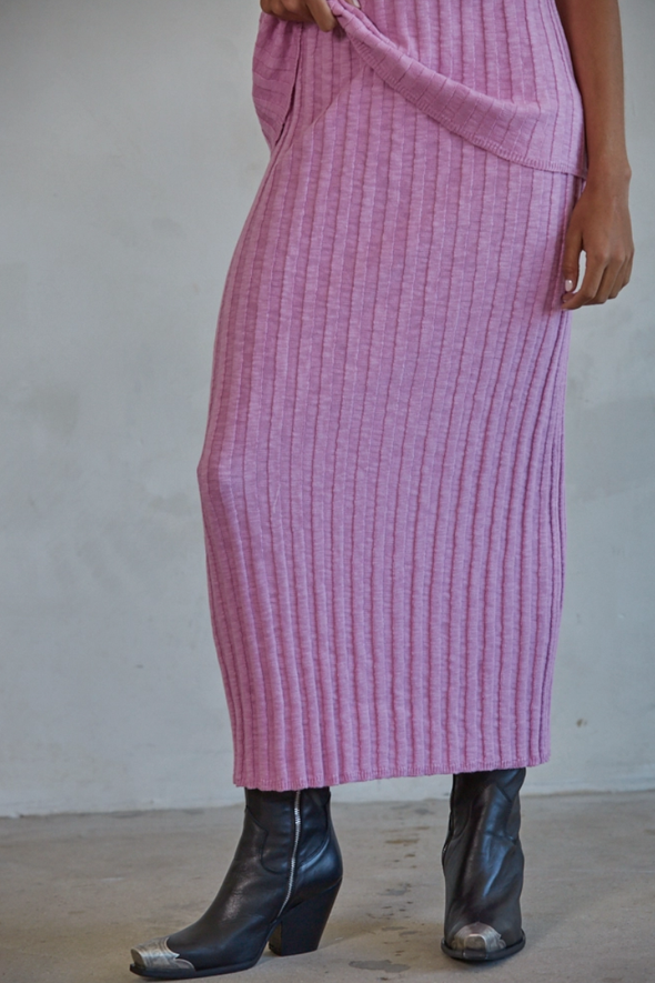 Isla Maxi Ribbed Skirt- Pink Lavender