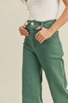Wide Leg Denim Pant- Green