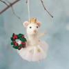 Felted Wool Ballerina Mouse Ornament