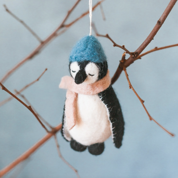 Felted Wool Penguin Ornament