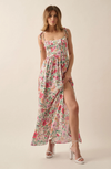 Floral Corset-Bodice Maxi Dress- Cream & Pink Multi