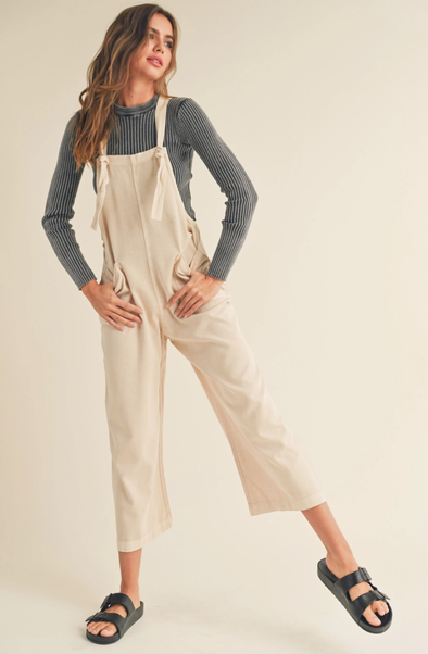 Tencel Washed Overalls- Oatmeal