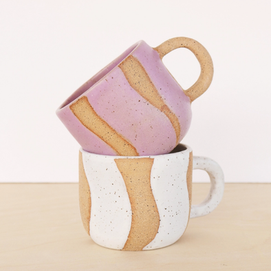 Handmade Ceramic Coffee Mug- 10oz, Lilac or White