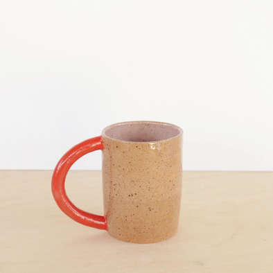Handmade Ceramic Colorblock Mug- 12oz, Red/Lilac