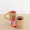 Handmade Ceramic Colorblock Mug- 12oz, Red/Lilac