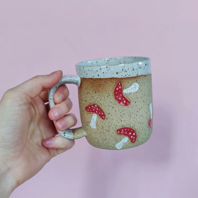 Handmade Ceramic 12oz Mushroom Mug
