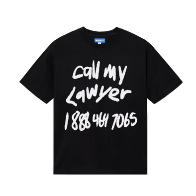 Market Scrawl My Lawyer T-Shirt- Washed Black