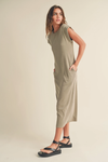 Baby Rib Maxi Dress- Stone