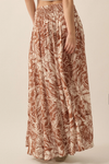Tropical Floral Crepe Maxi Skirt- Auburn