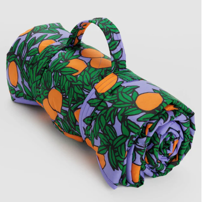 Baggu Puffy Picnic Blanket- Orange Tree Periwinkle