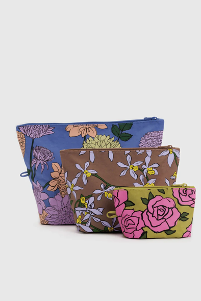 Baggu Go Pouch Set- Garden Flowers