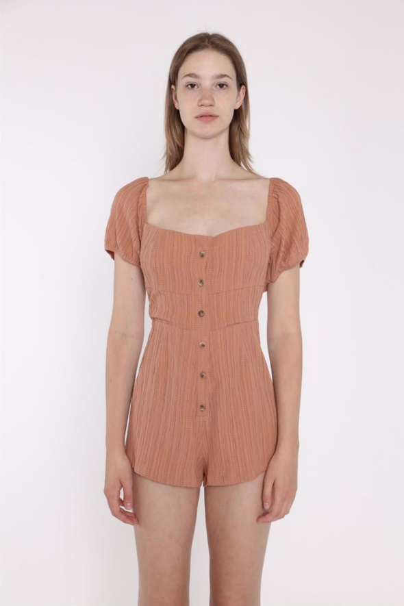 LAST CHANCE! Crinkle Playsuit- Rust