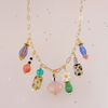 Dainty Colorful Charm Beaded Necklace- Gold/Multi