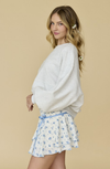 Mila Mini Skirt- White/Blue Floral