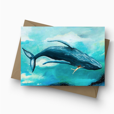 Flying Whale Greeting Card