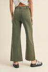 Straight Wide Leg Denim Pants- Olive