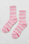 Le Bon Striped Boyfriend Socks- Pink White