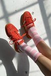 Le Bon Striped Boyfriend Socks- Pink White