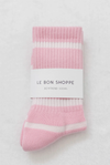 Le Bon Striped Boyfriend Socks- Pink White