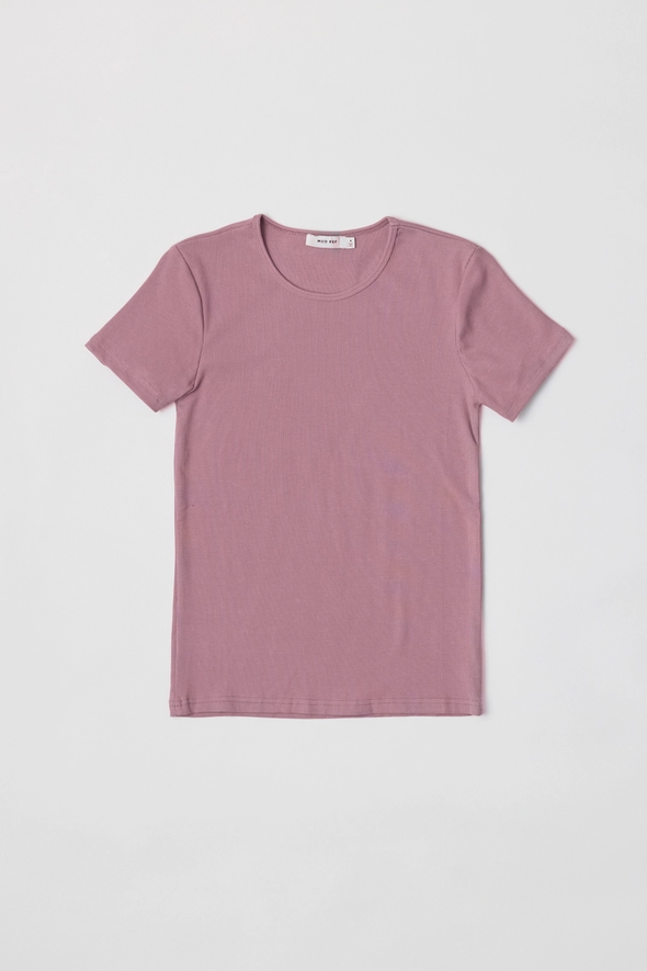 Reese Ribbed Tee- Pink Rose