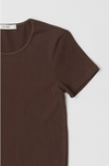 Reese Ribbed Tee- Chocolate