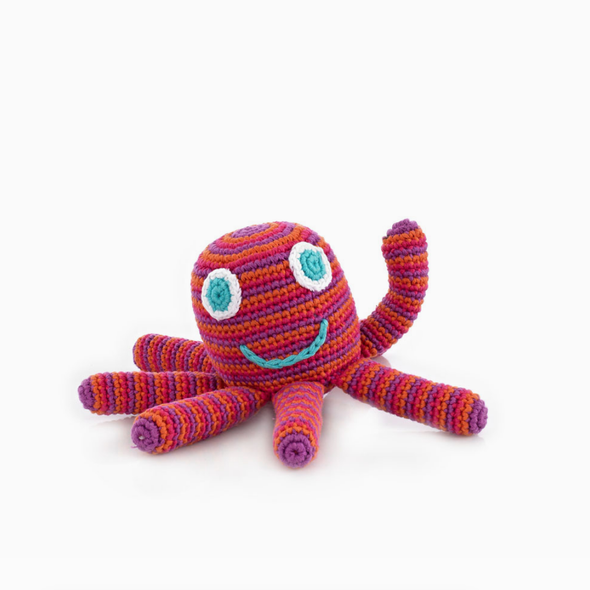 Plush Ocean Toy- Pink Octopus Rattle