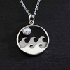 Sterling Silver Waves w/ Pearl Moon Necklace